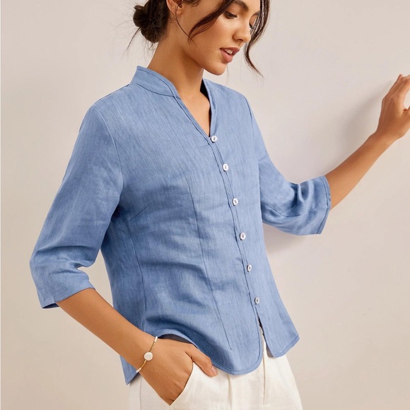 latico Tops - Latico Light Blue Button-Down Shirt